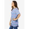 Woman Within Plus Size Perfect Printed Short-Sleeve Boatneck Tunic(Purple Orchid Painterly Stripe)