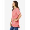 Woman Within Plus Size Perfect Printed Short-Sleeve Boatneck Tunic(Sweet Coral Palm)