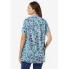 Woman Within Plus Size Perfect Printed Short-Sleeve Polo Shirt(Heather Grey Azure Blossom Vine)