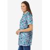 Woman Within Plus Size Perfect Printed Short-Sleeve Polo Shirt(Heather Grey Azure Blossom Vine)