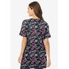 Woman Within Plus Size Perfect Printed Short-Sleeve V-Neck Tunic(Black Multi Floral)