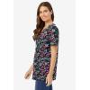 Woman Within Plus Size Perfect Printed Short-Sleeve V-Neck Tunic(Black Multi Floral)