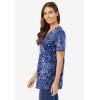 Woman Within Plus Size Perfect Printed Short-Sleeve V-Neck Tunic(Evening Blue Paisley)