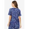 Woman Within Plus Size Perfect Printed Short-Sleeve V-Neck Tunic(Evening Blue Paisley)