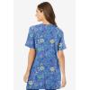 Woman Within Plus Size Perfect Printed Short-Sleeve V-Neck Tunic(French Blue Jacquard Floral)