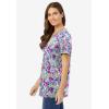 Woman Within Plus Size Perfect Printed Short-Sleeve V-Neck Tunic(Heather Grey Field Floral)