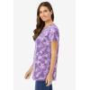 Woman Within Plus Size Perfect Printed Short-Sleeve V-Neck Tunic(Petal Purple Tie Dye)