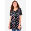 Woman Within Plus Size Perfect Printed Short-Sleeve V-Neck Tunic(Petal Purple Tie Dye)