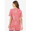 Woman Within Plus Size Perfect Printed Short-Sleeve V-Neck Tunic(Sweet Coral Palm)
