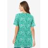 Woman Within Plus Size Perfect Printed Short-Sleeve V-Neck Tunic(Tropical Green Island Stamp)