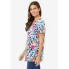 Woman Within Plus Size Perfect Printed Short-Sleeve V-Neck Tunic(White Painterly Bloom)