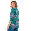 Woman Within Plus Size Perfect Printed Three-Quarter Sleeve V-Neck Tee(Emerald Tropical Bloom)