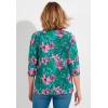 Woman Within Plus Size Perfect Printed Three-Quarter Sleeve V-Neck Tee(Emerald Tropical Bloom)