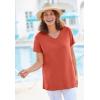Woman Within Plus Size Perfect Short-Sleeve V-Neck Tee (Petite Available)(Burnt Red)