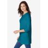 Woman Within Plus Size Perfect Three-Quarter Sleeve Crewneck Tunic(Deep Teal)
