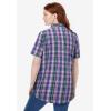 Woman Within Plus Size Petite Perfect Short Sleeve Shirt(Tulip Purple Charming Plaid)