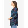 Woman Within Plus Size Rayon Three-Quarter Sleeve Effortless Tab-Front Blouse(Black Multi Batik)