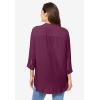 Woman Within Plus Size Rayon Three-Quarter Sleeve Effortless Tab-Front Blouse(Deep Claret)