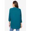Woman Within Plus Size Rayon Three-Quarter Sleeve Effortless Tab-Front Blouse(Deep Teal)