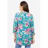 Woman Within Plus Size Rayon Three-Quarter Sleeve Effortless Tab-Front Blouse(White Blue Painted Floral)