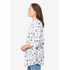 Woman Within Plus Size Rayon Three-Quarter Sleeve Effortless Tab-Front Blouse(White Heart Stencil)