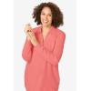 Woman Within Plus Size Relaxed Waffle-Thermal Tunic(Sweet Coral)
