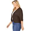 Woman Within Plus Size Rib Trim Cardigan Shrug Sweater(Chocolate)