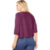 Woman Within Plus Size Rib Trim Cardigan Shrug Sweater(Deep Claret)