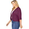 Woman Within Plus Size Rib Trim Cardigan Shrug Sweater(Deep Claret)