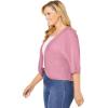 Woman Within Plus Size Rib Trim Cardigan Shrug Sweater(Delicate Pink)