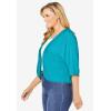 Woman Within Plus Size Rib Trim Cardigan Shrug Sweater(Pretty Turquoise)