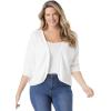 Woman Within Plus Size Rib Trim Cardigan Shrug Sweater(Raspberry)