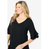 Woman Within Plus Size Ruffled Elbow-Sleeve Tunic(Black)