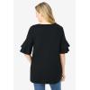 Woman Within Plus Size Ruffled Elbow-Sleeve Tunic(Black)