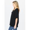 Woman Within Plus Size Ruffled Elbow-Sleeve Tunic(Black)