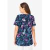 Woman Within Plus Size Short-Sleeve V-Neck Shirred Tee(Navy Multi Florals)