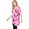 Woman Within Plus Size Textured Pointed Hem Tunic(Bright Cobalt Tie-dye)
