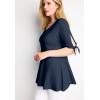 Woman Within Plus Size Three-Quarter Tie-Sleeve Tunic(Navy)
