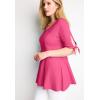 Woman Within Plus Size Three-Quarter Tie-Sleeve Tunic(Peony Petal)