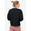 ellos Plus Size Boxy Fleece Sweatshirt(Black)