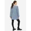 ellos Plus Size Inverted Pleat Textured Knit Tunic with Blouson Sleeves(Blue Shadow Ditsy Floral)