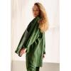 ellos Plus Size Oversized Linen-Blend Boyfriend Shirt(Midnight Green)