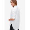 ellos Plus Size Relaxed Button Front Stretch Tunic Shirt(White)