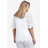 ellos Plus Size Scalloped Hem Eyelet Blouse(White)