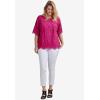 ellos Plus Size Scalloped Hem Eyelet Blouse(White)