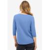 ellos Plus Size Stretch Knit Scoop Neck 3/4 Sleeve Top(French Blue)