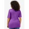 ellos Plus Size Stretch Knit V-Neck Ruffle Front Tunic(Deep Amethyst)