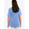 ellos Plus Size Stretch Knit V-Neck Short Sleeve Chest Pocket Tunic(French Blue)