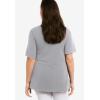 ellos Plus Size Stretch Knit V-Neck Short Sleeve Chest Pocket Tunic(Heather Grey)