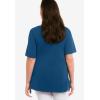 ellos Plus Size Stretch Knit V-Neck Short Sleeve Chest Pocket Tunic(Marine Blue)